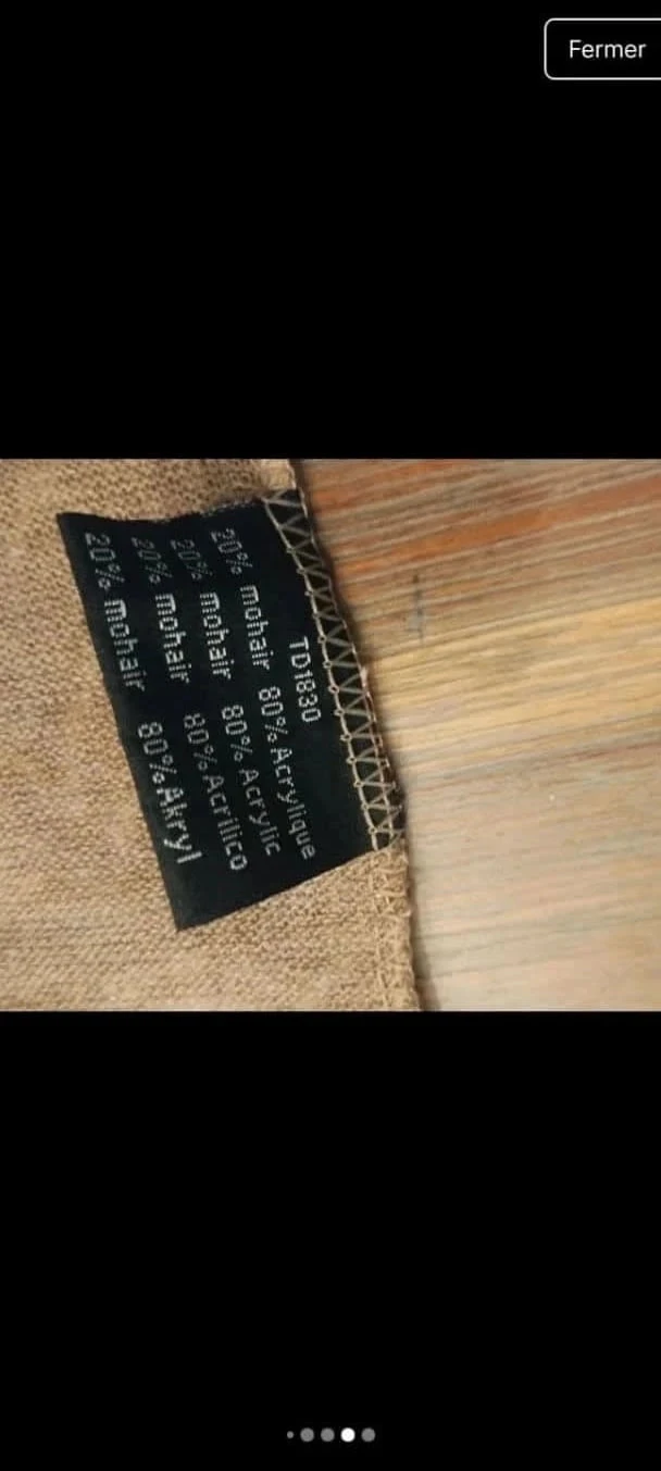 Xale longo metade com flores e lantejoulas, metade marrom, mohair/acrílico – photo 5